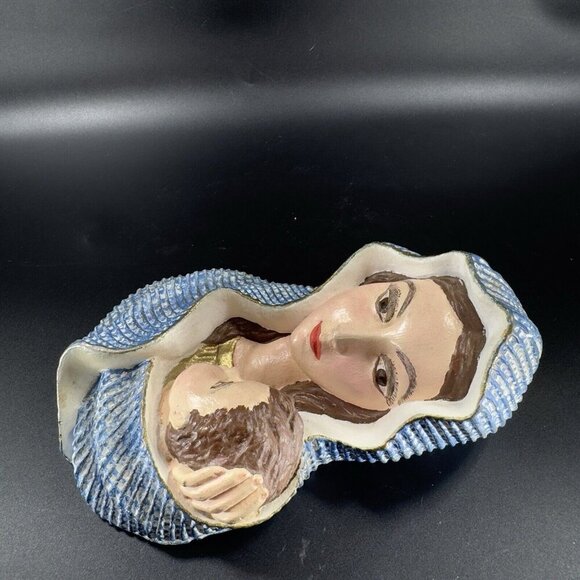 Chalkware Madonna And Child Wall Hanger Figurine Mounted Painted Vintage Decor - Picture 8 of 10